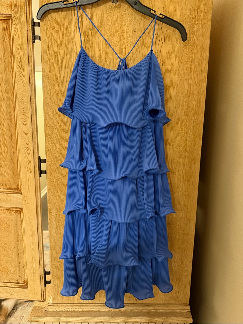Tiered Ruffle Spaghetti-Strap Dress - Blue